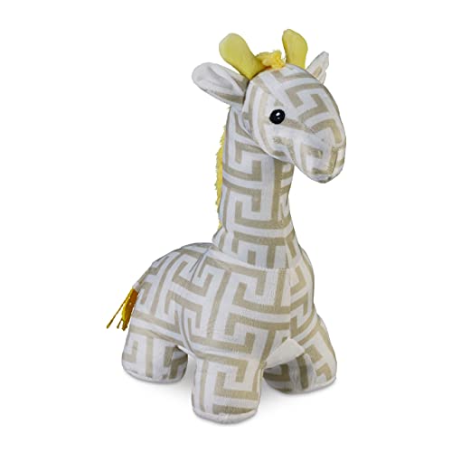 Relaxdays Türstopper Giraffe, Stoff & Sand, Türpuffer für Boden, innen, HBT: 35x15x25 cm, Deko Türsack Tier, weiß/beige von Relaxdays