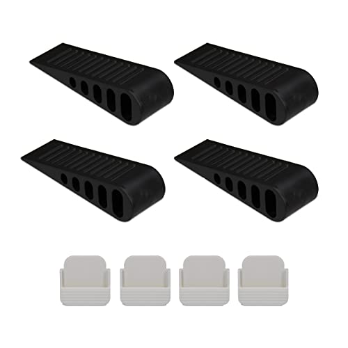 Relaxdays Türstopper Keil 4er Set, selbstklebende Türkeile, rutschfest, Gummi, Türpuffer Boden, HBT 3x5x13,5 cm, schwarz von Relaxdays