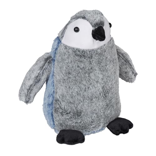 Relaxdays Türstopper Pinguin, Stoff mit Sandfüllung, Türpuffer Boden, Deko Türsack Kinder, HxBxT: 25x24x17 cm, grau/blau von Relaxdays