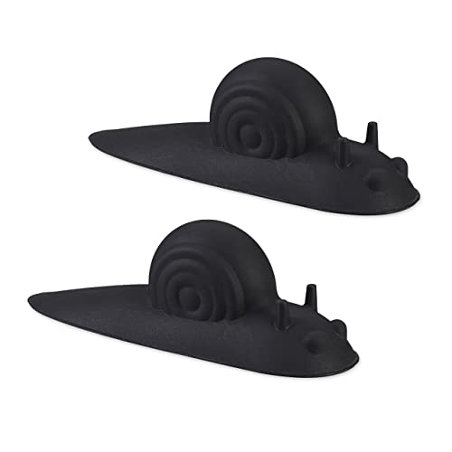 Relaxdays Türstopper Schnecke, 2 Stück im Set, Türkeil Gummi, weich, schützt Boden, Tür & Wand bei Luftzug, schwarz, 4,5 x 14 x 4 cm von Relaxdays