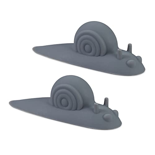 Relaxdays Türstopper Schnecke, 2 Stück im Set, Türkeil Gummi, weich, witzig, schützt Boden, Tür & Wand bei Luftzug, grau, 4,5 x 14 x 4 cm von Relaxdays