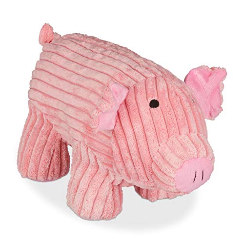 Relaxdays Türstopper Schwein, für Boden, stehend, origineller Türsack, Plüsch Figur mit Sandfüllung, 15 cm hoch, rosa, 1 Stück von Relaxdays