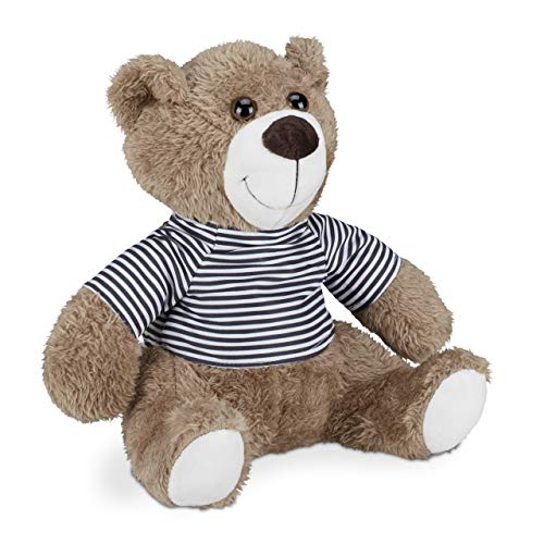 Relaxdays Türstopper Teddybär, süß, für Boden, innen, schwer, Stoff Tier, Deko Türsack HxBxT 21 x 22 x 15 cm, hellbraun von Relaxdays