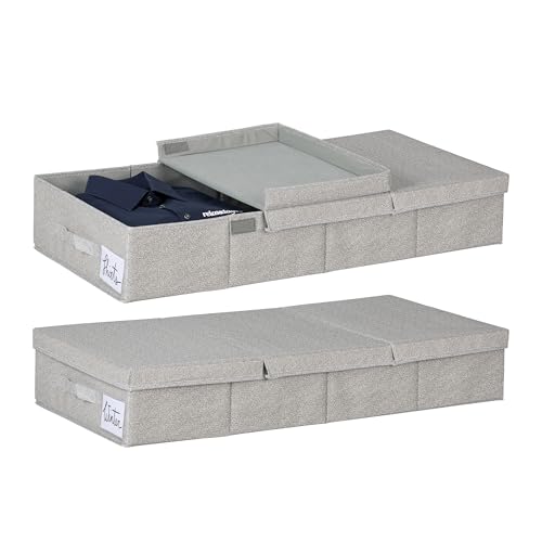 Relaxdays Unterbettkommode 2er Set, 50 L, mit Deckel, HxBxT: 15x80x40 cm, faltbar, Unterbettbox flach, PP, Pappe, grau Relaxdays Unterbettkommode 2er Set, 50 L, mit Deckel, HxBxT: 15x80x40 cm, faltbar, Unterbettbox flach, PP, Pappe, grau von Relaxdays