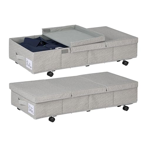 Relaxdays Unterbettkommode 2er Set, 50 L, mit Rollen, HxBxT: 20x80x40 cm, faltbar, mit Deckel, Unterbettbox flach, grau Relaxdays Unterbettkommode 2er Set, 50 L, mit Rollen, HxBxT: 20x80x40 cm, faltbar, mit Deckel, Unterbettbox flach, grau von Relaxdays