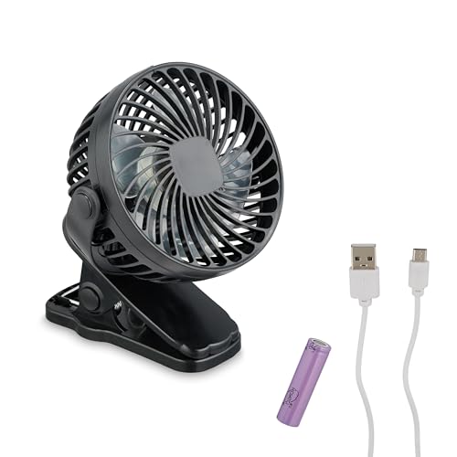 Relaxdays Ventilator klein, 3 Stufen, schwenkbar, mit Clip, leise, Klemmventilator, Büro, Auto, USB-Anschluss, schwarz von Relaxdays