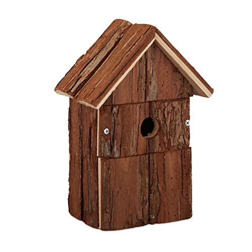 Relaxdays Deko Vogelhaus, aus Holz, Vogelhäuschen zum Aufhängen, Deko-Vogelvilla Garten, HBT: 25,5 x 18 x 12,5 cm, Natur von Relaxdays