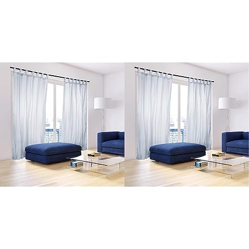Relaxdays Vorhänge mit Schlaufen, 2er-Set, Voile, halbtransparente Gardinen, einfarbig, Polyester HxB 245x140 cm, Silber (Packung mit 2) von Relaxdays