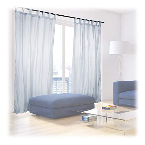 Relaxdays Vorhänge mit Schlaufen, 2er-Set, Voile, halbtransparente Gardinen, einfarbig, Polyester HxB 245x140 cm, silber von Relaxdays