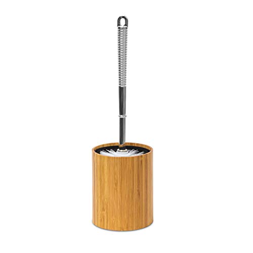 Relaxdays WC-Bürstenhalter Bambus H x B x T 33 x 10,4 x 10,4 cm Toilettenbürste aus Kunststoff in Edelstahl-Optik mit austauschbarem Bürstenkopf Garnitur plus hygienischem Kunststoffbehälter, natur Relaxdays WC-Bürstenhalter Bambus H x B x T 33 x 10,4 x 10,4 cm Toilettenbürste aus Kunststoff in Edelstahl-Optik mit austauschbarem Bürstenkopf Garnitur plus hygienischem Kunststoffbehälter, natur von Relaxdays