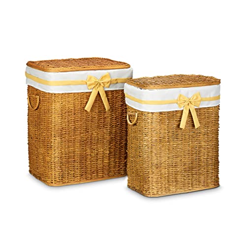 Relaxdays Wäschekorb 2er Set geflochten Buri eckig H x B x T: 56,5 x 46,5 x 33,5 cm stapelbare Wäschetruhe mit herausnehmbarem Wäschesack ca. 67 L Wäschesammler mit Schleife atmungsaktiv, honigbraun Relaxdays Wäschekorb 2er Set geflochten Buri eckig H x B x T: 56,5 x 46,5 x 33,5 cm stapelbare Wäschetruhe mit herausnehmbarem Wäschesack ca. 67 L Wäschesammler mit Schleife atmungsaktiv, honigbraun von Relaxdays