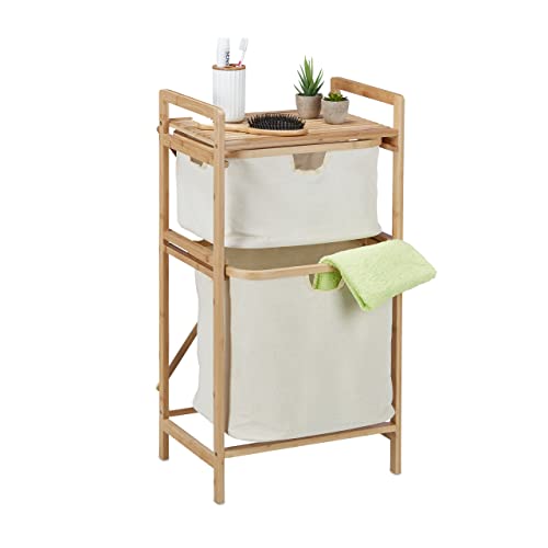 Relaxdays Wäschekorb Regal, Bambus, Wäschesortierer 2 Fächer, HBT: 85x44x33 cm, Badregal mit Wäschesammler, natur/beige Relaxdays Wäschekorb Regal, Bambus, Wäschesortierer 2 Fächer, HBT: 85x44x33 cm, Badregal mit Wäschesammler, natur/beige von Relaxdays