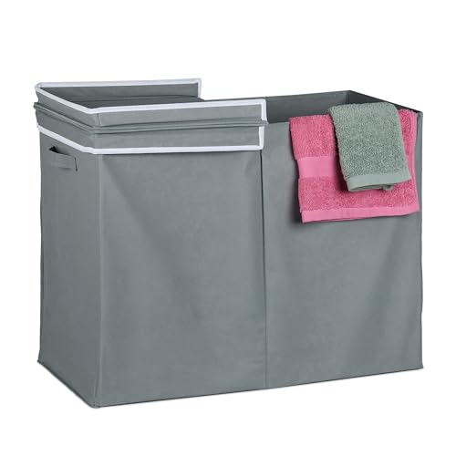 Relaxdays Wäschekorb mit Deckel, 100 l, faltbar, Stoff, Wäschesammler Bad & Schlafzimmer, HxBxT: 50 x 68 x 34 cm, grau Relaxdays Wäschekorb mit Deckel, 100 l, faltbar, Stoff, Wäschesammler Bad & Schlafzimmer, HxBxT: 50 x 68 x 34 cm, grau von Relaxdays
