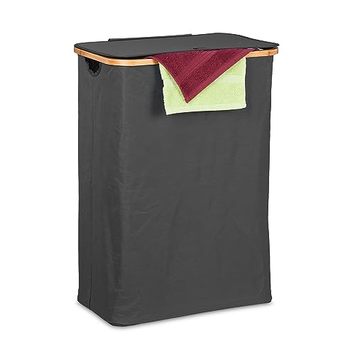 Relaxdays Wäschekorb mit Deckel, 105 l, Wäschesammler, Bambus & Polyester, faltbar, tragbar, Wäschekiste, schwarz/Natur Relaxdays Wäschekorb mit Deckel, 105 l, Wäschesammler, Bambus & Polyester, faltbar, tragbar, Wäschekiste, schwarz/Natur von Relaxdays