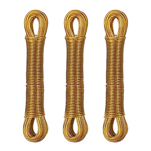 Relaxdays Wäscheleine 3er Set, 20m, Wäscheseil mit Stahlkern, PVC, extra stark, drinnen & draußen, Wäscheschnur, gelb von Relaxdays
