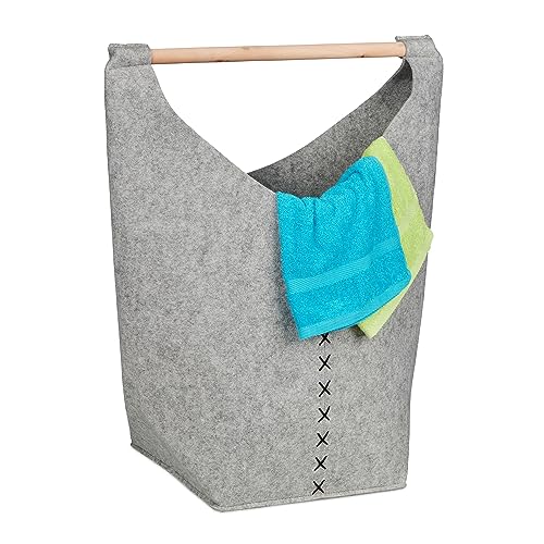 Relaxdays Wäschesammler aus Filz, 50 l, großer Wäschekorb für Bad, Schlafzimmer UVM., tragbar, faltbar, hellgrau/Natur Relaxdays Wäschesammler aus Filz, 50 l, großer Wäschekorb für Bad, Schlafzimmer UVM., tragbar, faltbar, hellgrau/Natur von Relaxdays
