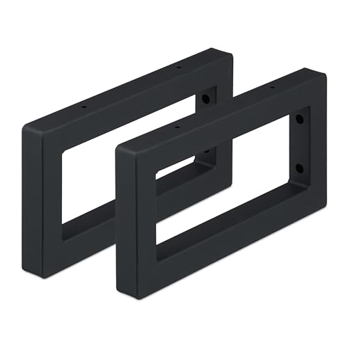 Relaxdays Wandkonsole, 2er Set, 30 cm, Stahl, Regalhalter für Waschtisch & Wandregal, rechteckige Regalkonsole, schwarz von Relaxdays