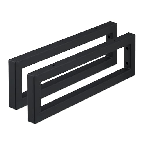 Relaxdays Wandkonsole, 2er Set, 50 cm, Stahl, Regalhalter für Waschtisch & Wandregal, rechteckige Regalkonsole, schwarz von Relaxdays