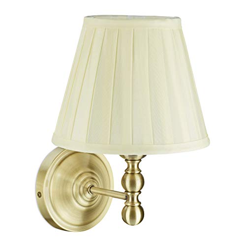 Relaxdays Wandlampe, Stoff-Schirm, antikes Design, E14-Fassung, Wandleuchte, HBT: 30x20x23,5 cm, Gold, 10034457 von Relaxdays