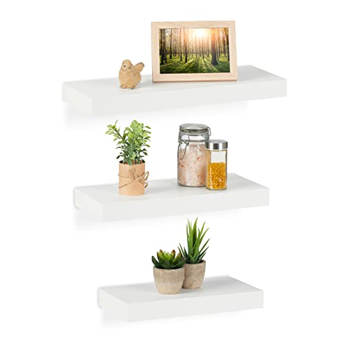Relaxdays Wandregal, 3er Set, Regalbrett in 3 Größen, Dekoregal Wand, MDF, modernes Design, eckiges Schweberegal, weiß Relaxdays Wandregal, 3er Set, Regalbrett in 3 Größen, Dekoregal Wand, MDF, modernes Design, eckiges Schweberegal, weiß von Relaxdays