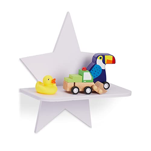 Relaxdays Wandregal Stern, Schweberegal Kinderzimmer, HBT: 27,5 x 25 x 11,5 cm, Wandboard Kiefernholz, Regalbrett, weiß Relaxdays Wandregal Stern, Schweberegal Kinderzimmer, HBT: 27,5 x 25 x 11,5 cm, Wandboard Kiefernholz, Regalbrett, weiß von Relaxdays