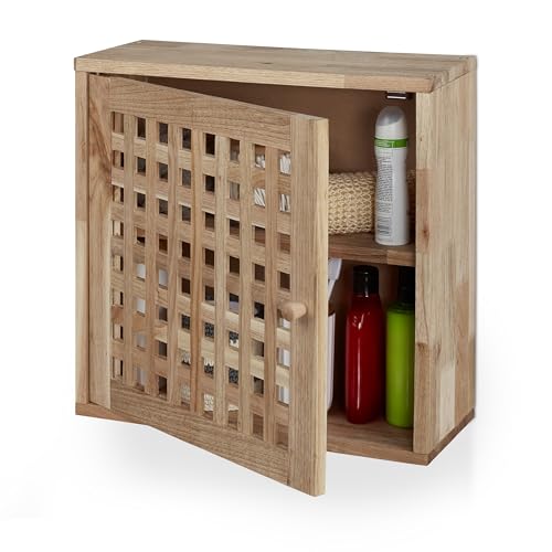 Relaxdays Wandschrank, Walnuss, 2 Fächer, Magnetverschluss, Hängeschrank Badezimmer, Küche, HBT: 42 x 42 x 18 cm, Natur von Relaxdays