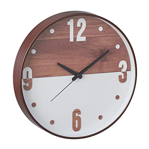 Relaxdays Wanduhr, Ø 29,5 cm, batteriebetrieben, analoge Küchenuhr, Holzoptik, Wohnzimmeruhr mit Zahlen, braun/weiß Relaxdays Wanduhr, Ø 29,5 cm, batteriebetrieben, analoge Küchenuhr, Holzoptik, Wohnzimmeruhr mit Zahlen, braun/weiß von Relaxdays