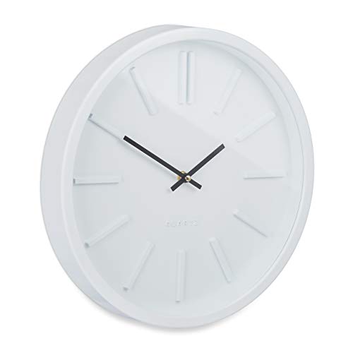 Relaxdays Wanduhr, ohne Sekundenzeiger, modern, analog, Uhr für Küche, Wohnzimmer, Arbeitszimmer, rund, Ø 35 cm, weiß von Relaxdays