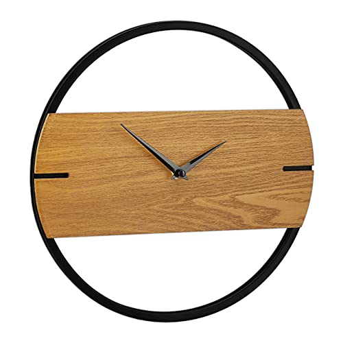 Relaxdays Wanduhr Holzoptik, modern, analog, Uhr für Küche, Wohnzimmer, Flur & Büro, Zimmeruhr, Ø 30 cm, braun/schwarz von Relaxdays