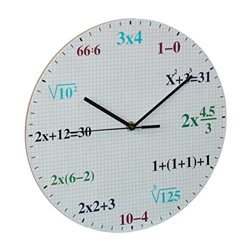 Relaxdays Wanduhr Mathe, Ø 30 cm, Rechenuhr mit mathematischen Formeln, Kinderzimmeruhr Jungen & Mädchen, Uhr Wand, bunt von Relaxdays