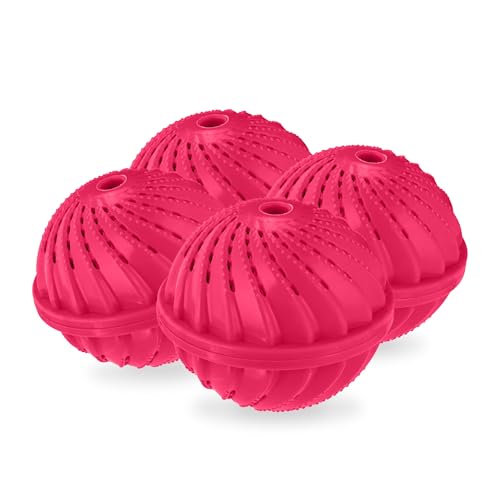 Relaxdays Waschball, 4er Set, Waschkugel für Waschmaschine, ökologisch, hautfreundlich, Waschen ohne Waschmittel, pink von Relaxdays