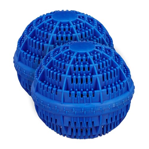 Relaxdays Waschball 2er Set, Waschkugel für Waschmaschine, Waschen ohne Waschmittel, umweltfreundlich, Wäscheball, blau, 10035396 von Relaxdays