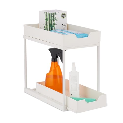 Relaxdays Unter Waschbecken Regal, 2 Etagen, ausziehbar, HxBxT: 37x22x40 cm, Putzmittel Organizer für Küche & Bad, weiß Relaxdays Unter Waschbecken Regal, 2 Etagen, ausziehbar, HxBxT: 37x22x40 cm, Putzmittel Organizer für Küche & Bad, weiß von Relaxdays