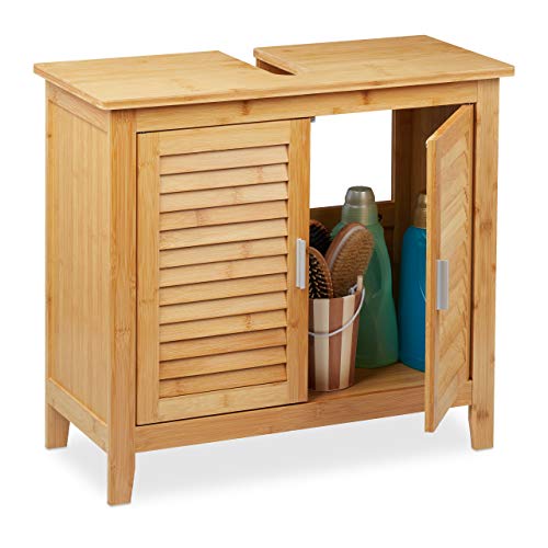 Relaxdays Waschbeckenunterschrank Bambus, HxBxT: 60x67x30 cm, 1 großes Fach, 2 Türen, magnetisch, Badunterschrank, Natur Relaxdays Waschbeckenunterschrank Bambus, HxBxT: 60x67x30 cm, 1 großes Fach, 2 Türen, magnetisch, Badunterschrank, Natur von Relaxdays