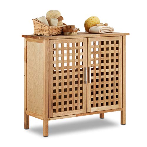 Relaxdays Waschbeckenunterschrank Walnuss HBT: 61x 66 x 29 cm Waschbeckenschrank robust und widerstandsfähig Bad Unterschrank fürs Waschbecken oder den Waschtisch helles Holz, natur von Relaxdays