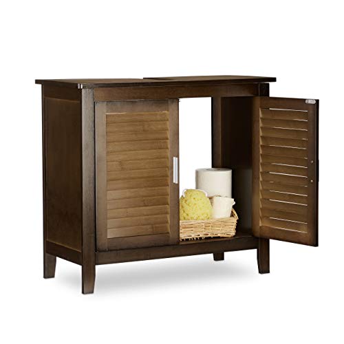 Relaxdays Waschbeckenunterschrank dunkelbraun LAMELL, Badschrank aus Bambus, Waschbeckenschrank, HBT: 60 x 67 x 30 cm von Relaxdays