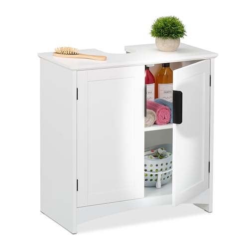 Relaxdays Waschbeckenunterschrank mit 2 Türen, HxBxT: 60 x 60 x 30 cm, aus MDF, Badunterschrank für Waschbecken, weiß Relaxdays Waschbeckenunterschrank mit 2 Türen, HxBxT: 60 x 60 x 30 cm, aus MDF, Badunterschrank für Waschbecken, weiß von Relaxdays