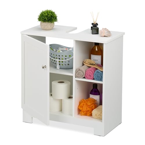 Relaxdays Waschbeckenunterschrank mit Tür & Fächer, HxBxT: 60x60x30 cm, aus MDF, Badunterschrank für Waschbecken, weiß Relaxdays Waschbeckenunterschrank mit Tür & Fächer, HxBxT: 60x60x30 cm, aus MDF, Badunterschrank für Waschbecken, weiß von Relaxdays