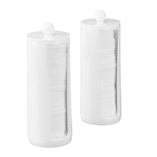 Relaxdays Wattepads Aufbewahrung 2er Set, Acryl, rund, Wattepadspender mit Deckel, Bad & Schminktisch, HxD: 20x7cm, weiß von Relaxdays