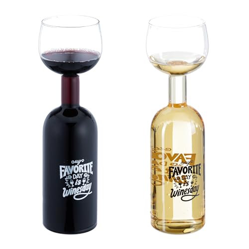 Relaxdays Weinflasche Glas, XL Weinglas mit Spruch, Fun Geschenk für Weinliebhaber, Weinflaschenglas 750 ml, transparent von Relaxdays