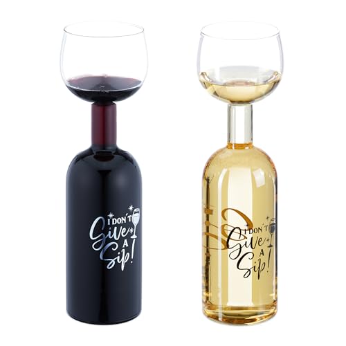 Relaxdays Weinflasche Glas, XL Weinglas mit Spruch, Fun Geschenk für Weinliebhaber, Weinflaschenglas 750 ml, transparent von Relaxdays