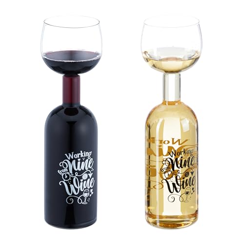 Relaxdays Weinflasche Glas, XL Weinglas mit Spruch, Fun Geschenk für Weinliebhaber, Weinflaschenglas 750 ml, transparent von Relaxdays