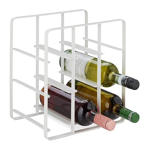 Relaxdays Weinregal, 9 Flaschen, Eisen pulverbeschichtet, Weinhalter stehend, Küche & Bar, HBT: 30 x 27,5 x 20 cm, weiß von Relaxdays