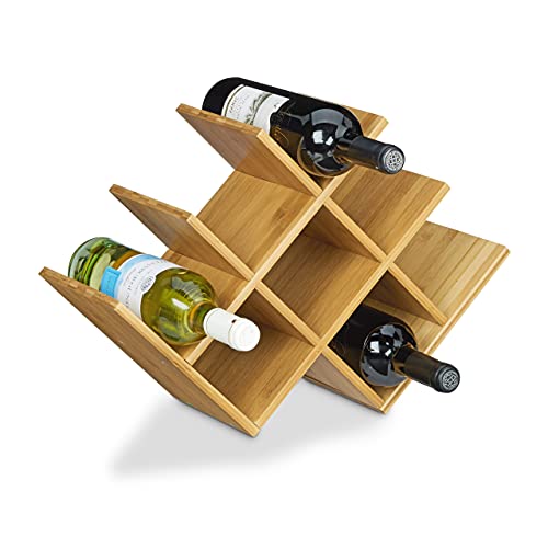 Relaxdays Weinregal aus hochwertigem Bambus H x B x T: 31,5 x 47 x 16,5 cm Flaschenhalter für bis zu 8 Flaschen Flaschenregal Holz Weinflaschenhalter, dekorativ, Natur von Relaxdays