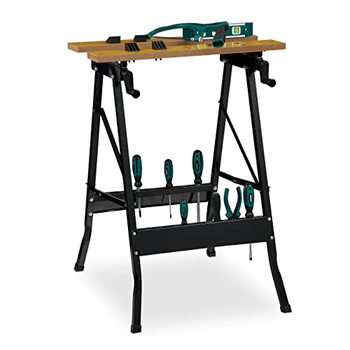 Relaxdays Werkbank klappbar, bis 100 kg, Verstellbarer Werktisch, 4 Spannbacken, HBT 75,5 x 56,5 x 62 cm, Natur/schwarz Relaxdays Werkbank klappbar, bis 100 kg, Verstellbarer Werktisch, 4 Spannbacken, HBT 75,5 x 56,5 x 62 cm, Natur/schwarz von Relaxdays