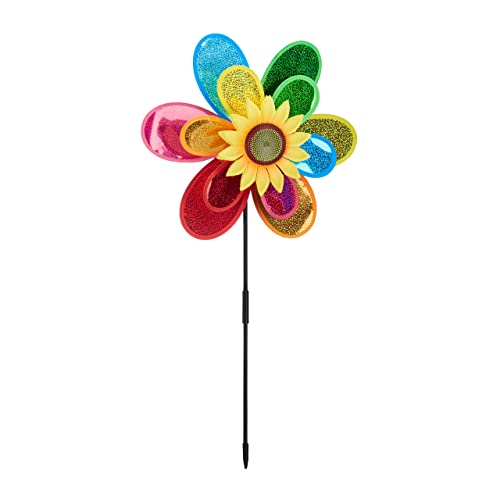 Relaxdays Windrad Blume, dekorativer Blumenstecker, Gartendeko für Balkon oder Terrasse, HBT 74,5 x 37,5 x 14 cm, bunt von Relaxdays