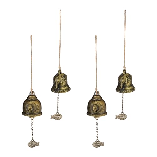 Relaxdays Windspiel Glocken, 4er Set, Feng Shui Glockenspiel, buddhistische Motive, Garten, Metall, Klangspiel, Gold Relaxdays Windspiel Glocken, 4er Set, Feng Shui Glockenspiel, buddhistische Motive, Garten, Metall, Klangspiel, Gold von Relaxdays