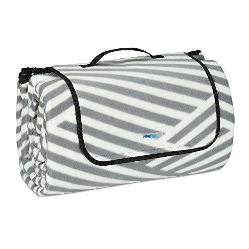 Relaxdays XXL Picknickdecke, 200x300 cm, Fleece Stranddecke weich, wärmeisoliert, wasserdicht, mit Tragegriff, grau/weiß Relaxdays XXL Picknickdecke, 200x300 cm, Fleece Stranddecke weich, wärmeisoliert, wasserdicht, mit Tragegriff, grau/weiß von Relaxdays