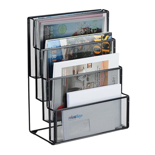 Relaxdays Zeitschriftenhalter Metall, 4 Fächer, Dokumentenablage Büro, HBT: 43x33x18 cm, Magazinhalter, Briefe, schwarz Relaxdays Zeitschriftenhalter Metall, 4 Fächer, Dokumentenablage Büro, HBT: 43x33x18 cm, Magazinhalter, Briefe, schwarz von Relaxdays