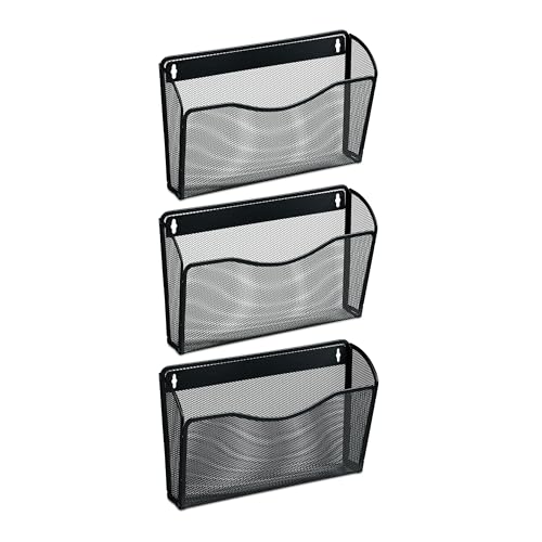 Relaxdays Zeitschriftenhalter Wand, 3er Set, A4, Eisen, HBT: 22 x 35,5 x 8,5 cm, Magazinhalter, Zeitungshalter, schwarz von Relaxdays
